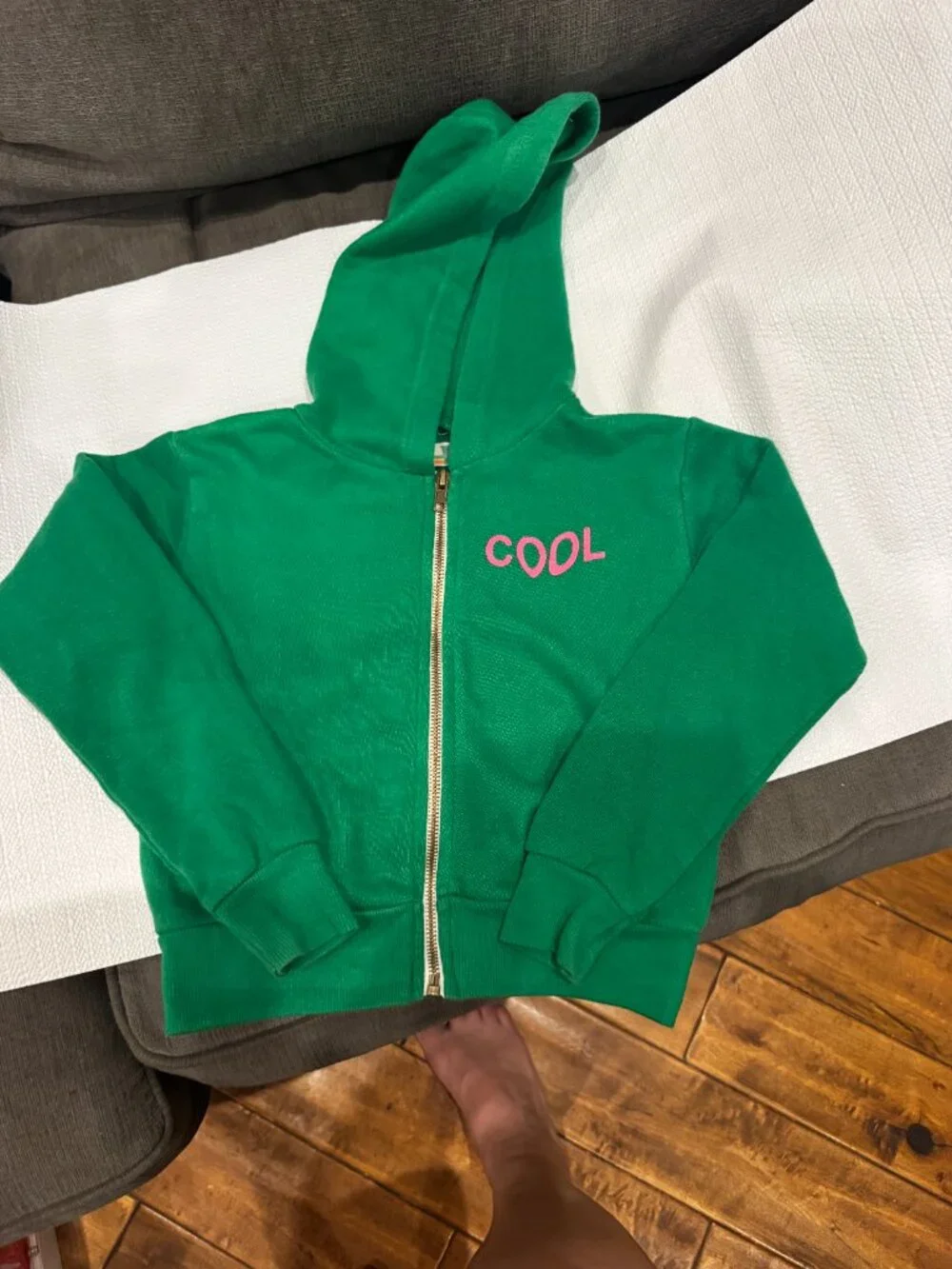 Kids Green Zip Hoodie 